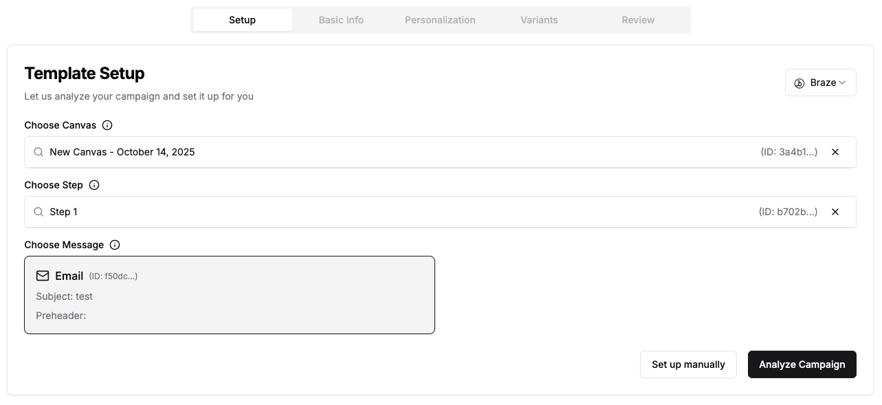 Create New Template Dialog