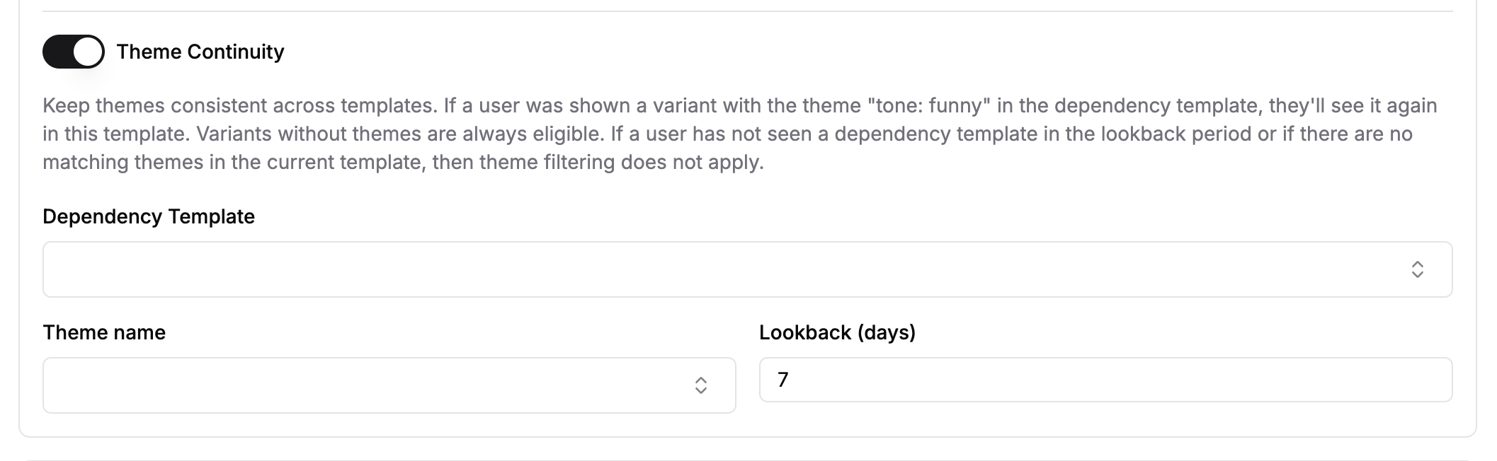 Theme continuity settings in Advanced Settings